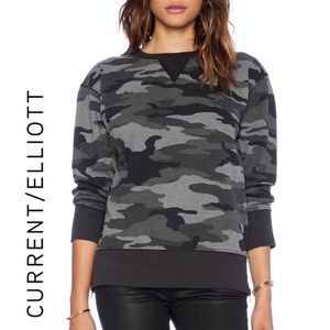Current/Elliot The Stadium Zip Sweatshirt in Distressed Black Camo size medium